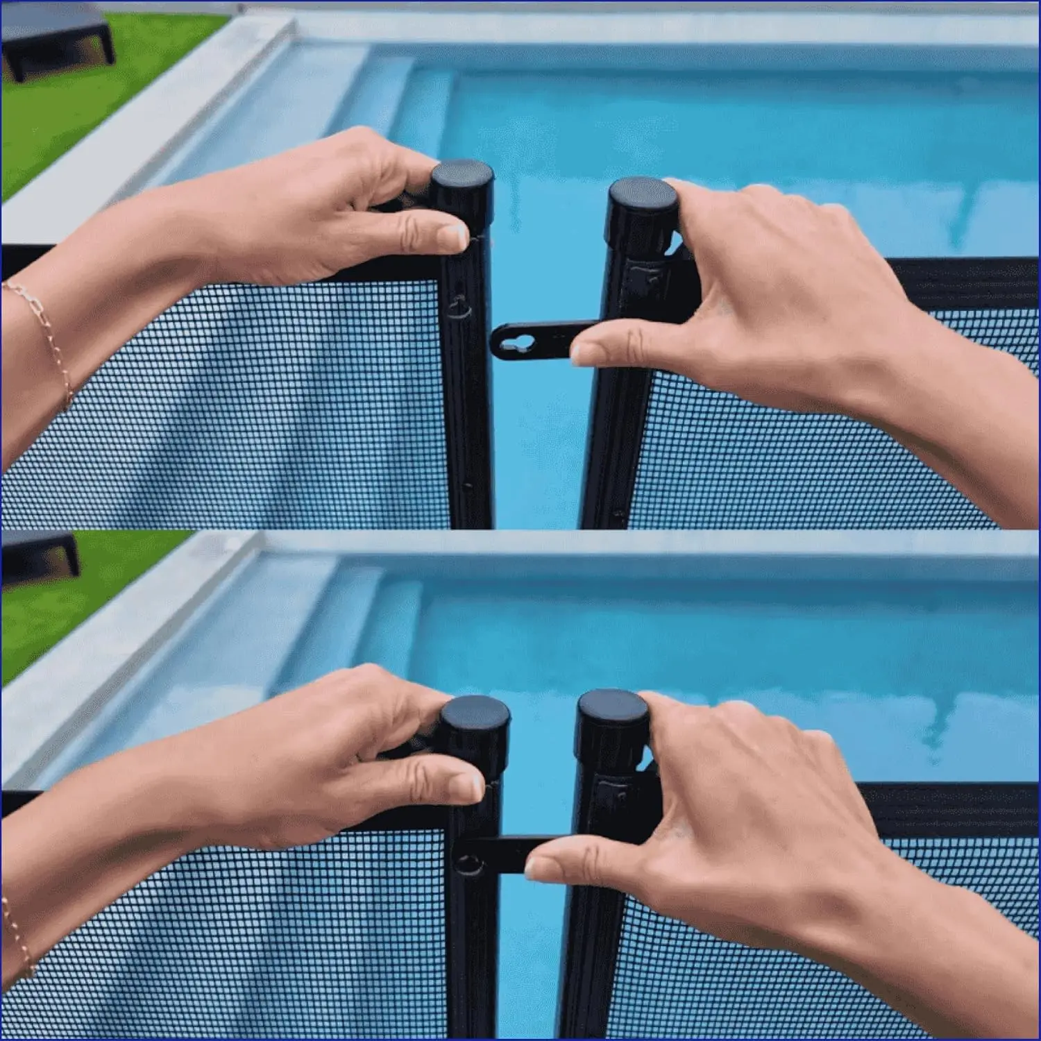 Quick Lock Pool Fence Latch, Push-to-Close, Black | Push-to-Close Latch Replaces Hook-and-Eye Pool Fence Latches with Three Adjustable Tension Settings