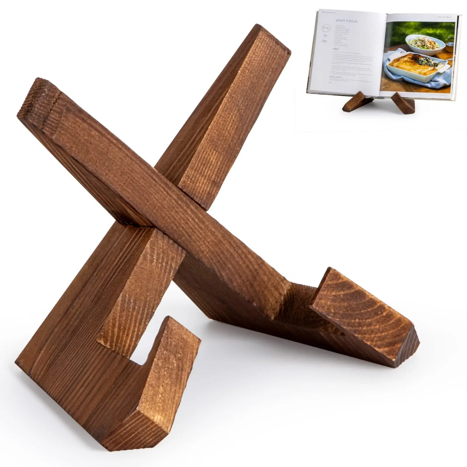 Wooden Restaurant Home Recipe Rack, Kitchen Menu Display Stand, Solid Wood Cookbook Holder, Durable and Stylish Design