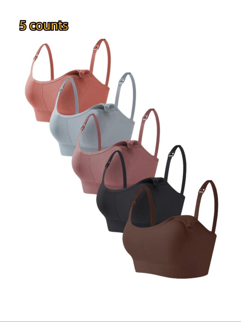 Women's Solid Detachable Adjustable Strap Nursing Bra Set, Front-Closure Bra, Soft Comfortable Breathable Pregnancy Maternity Bra, Maternity Clothing, Maternity Lingerie Women's Solid Detachable Adjustable Strap Nursing Bra Set, Front-Closure Bra, Soft Comfortable Breathable Pregnancy Maternity Bra, Maternity Clothing, Maternity Lingerie