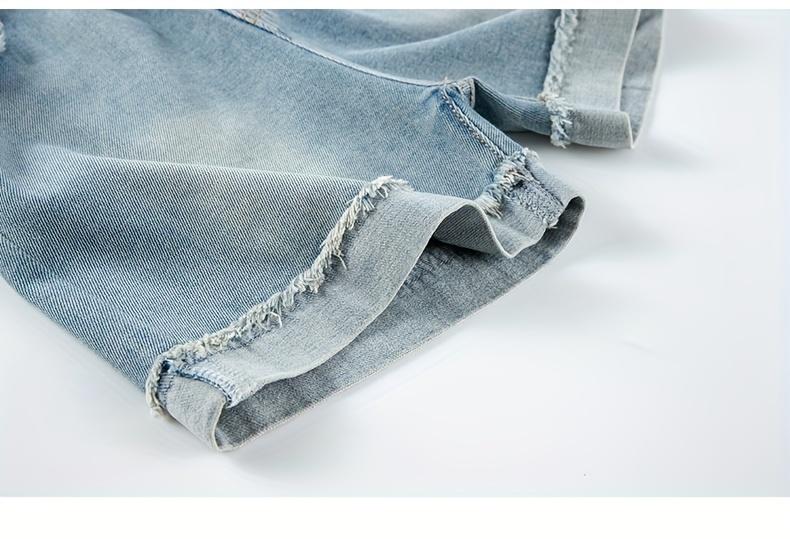 Girls' Butterfly Denim Shorts - 75% Cotton Blend Loose Fit Summer Shorts with Elastic Waistband, Machine Washable Casual Shorts for Teens 12+ Years, Birthday & Eid Gift