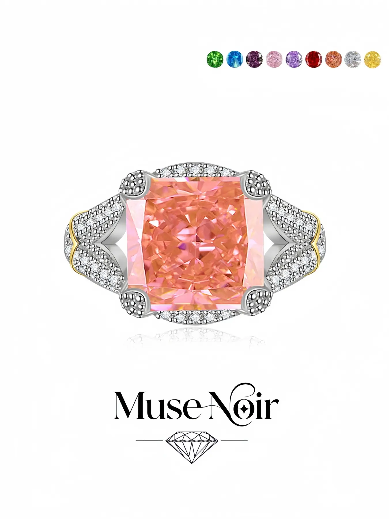 Pink Orange Dreamscape, light luxury ring set with glittering high-carbon Padparadscha gems, icy-cut adjustable band with brilliant sparkle. Ideal for dates, weddings, daily wear, vacations and formal dinners.
