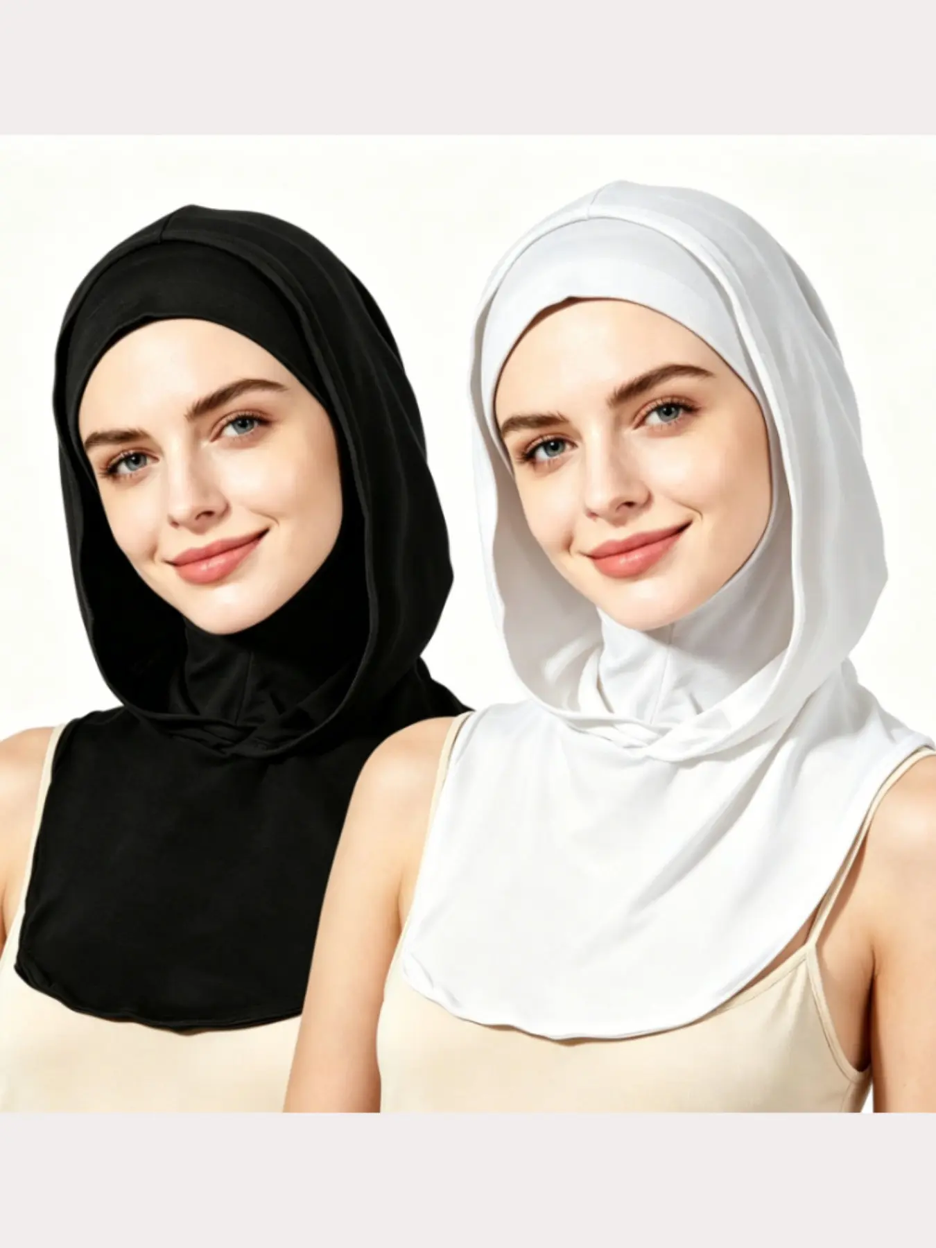 2-Pack Muslim Double-Layer Hijab Set, Elegant Hooded Hijab for Ramadan, High-Quality Headwear for Eid, Women's Simple Fashion
