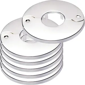 6 Pack Chrome Finish Split Flange Floor & Ceiling Plate, Fits 1 Inch IPS Galvanized Pipe or 1-1/4 Inch Copper Pipe