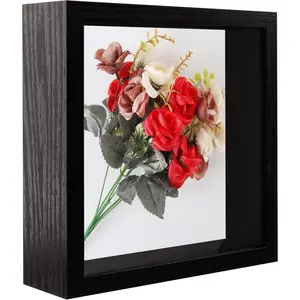 8x8 3D Shadow Box Picture Frame Memory Display Case Box, Black, 1 Pack