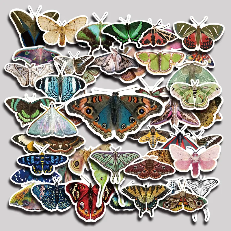 50PCS Vintage Moth Aesthetic Vinyl Stickers Pack for Laptop Water Bottle Phone Case Skateboard Journal Scrapbook DIY Decoration