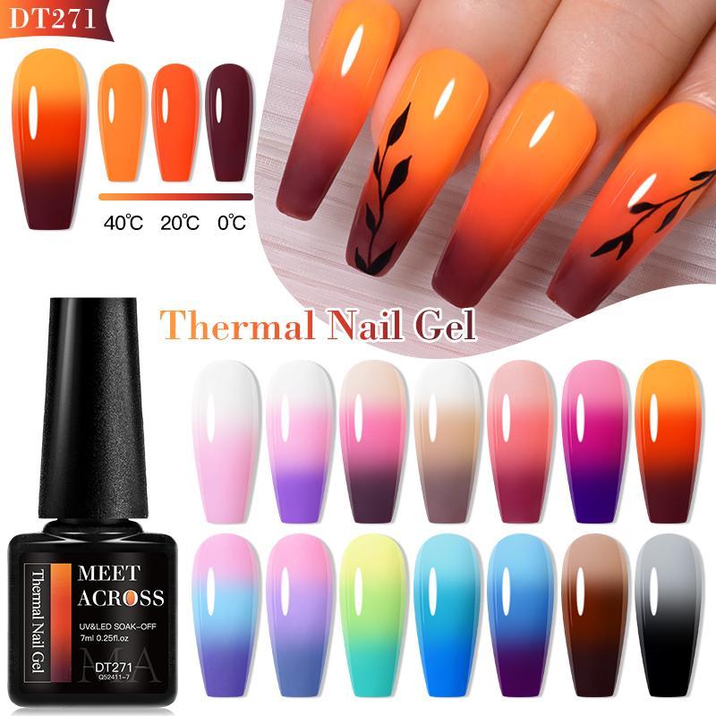 7ML Thermal Nail Gel Polish, Temperature Color Changing Uv Gel Manicure Nail Gel, Fashion-forward Long Lasting Soak Off Nail Varnish, Semi Permanent DIY Nail Polish, Nail Art