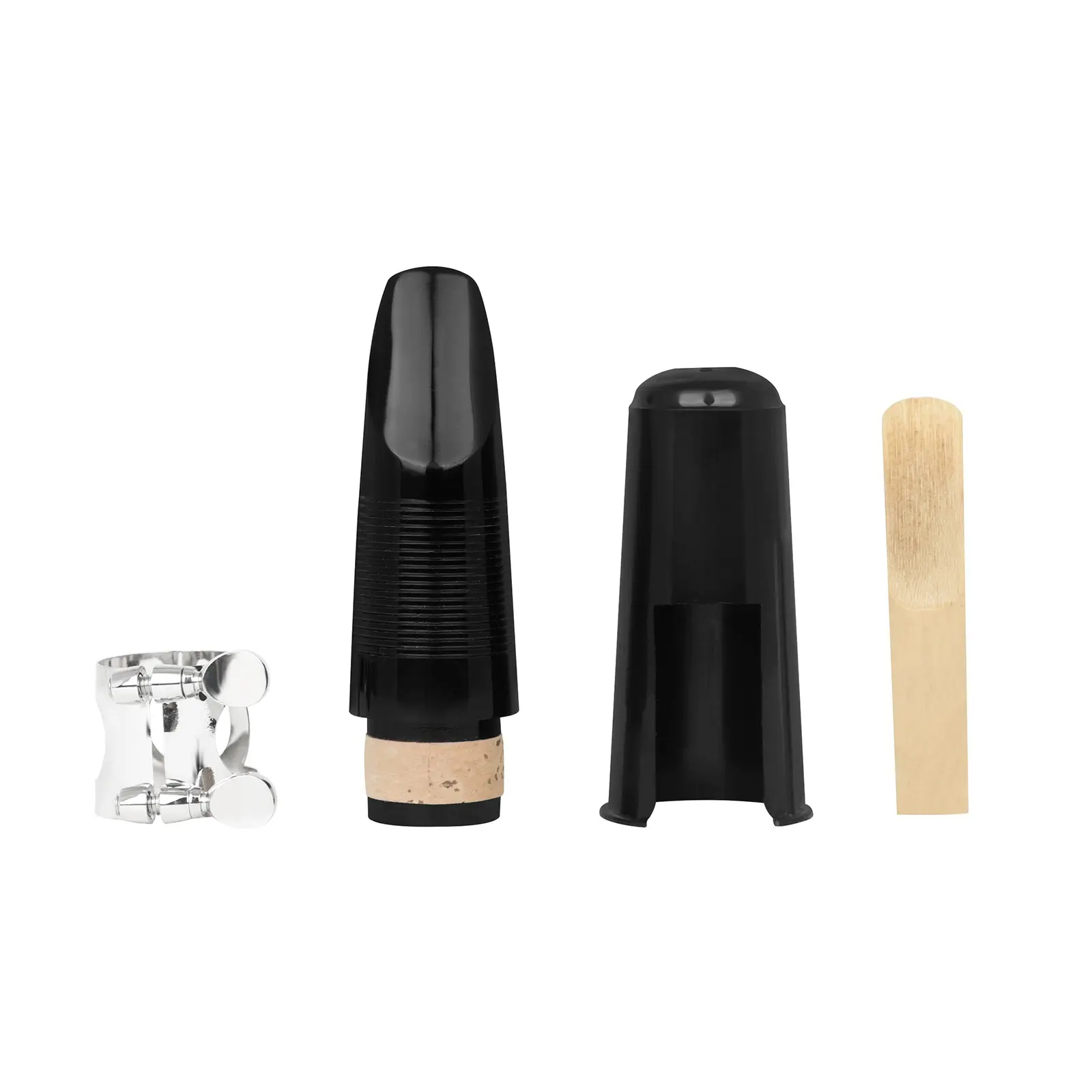 New Nd246 Clarinet Mouthpiece Set, Abs Wooden Mouthpiece, Metal Clip, Cap, Silver Color Clip, Reed, Paper Box Packaging