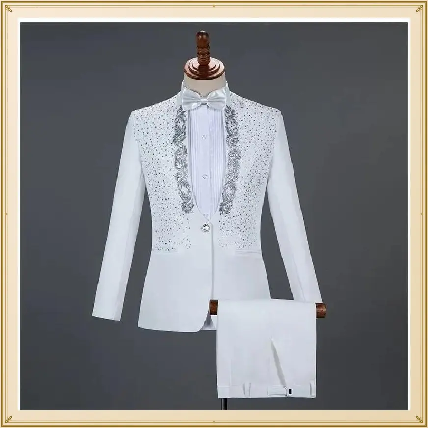Luxury Embroidered Suits  Pieces -  Button Print Dinner Tuxedo Jacket & Trousers, Elegant Blazer & Trousers, Suit for Weddings - Menswear, Formal. Size Small
