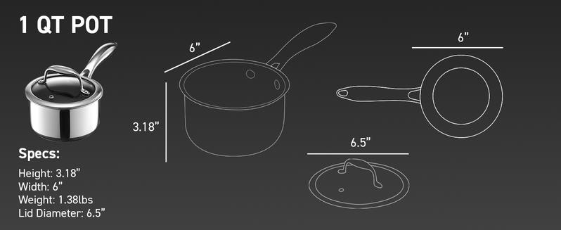 Hybrid Nonstick 1-Quart Saucepan with Tempered Glass Lid, Stay-Cool Handle, Dishwasher Safe, Induction, Compatible with All Cooktops Cookware White