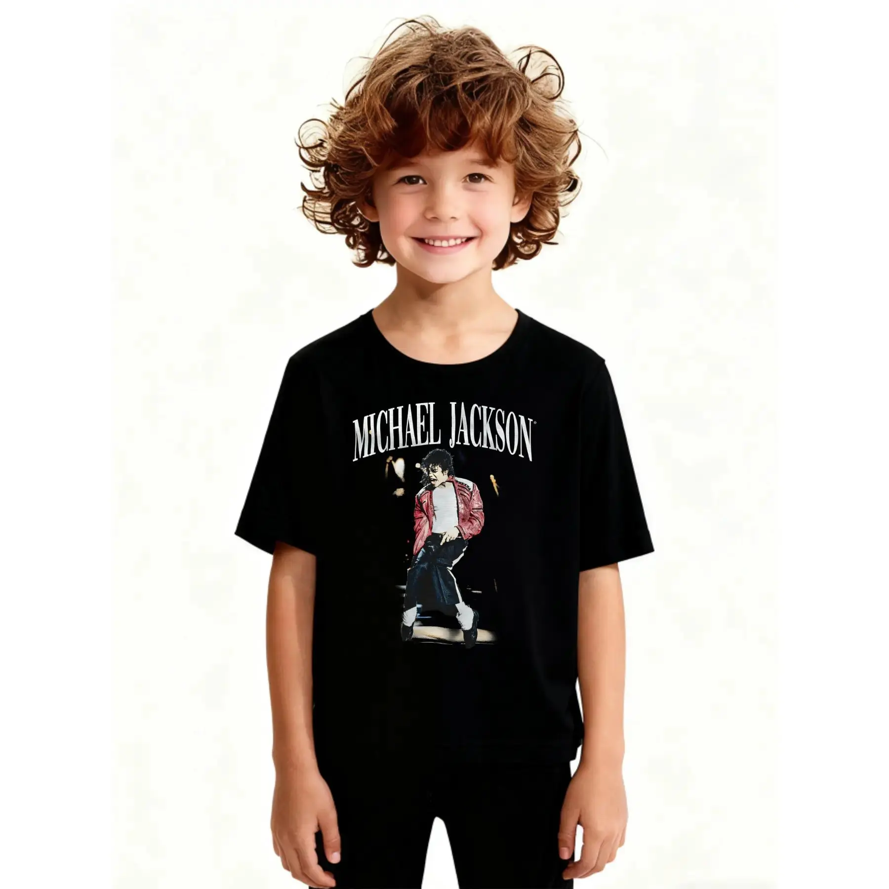 Kids Michael Jackson Vintage Graphic Tees, Boys Girls Cotton Graphic Tees Short Sleeve T-Shirt, Youth Retro Pop Music Funny T Shirt, Children Casual Streetwear Graphic Tee