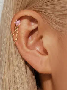 18k Gold Plated Detachable Earrings with Stars and Heart Inlays, Hypoallergenic Post Ear Cuffs, Perfect for Layering, Daily Wear, Weddings, Parties