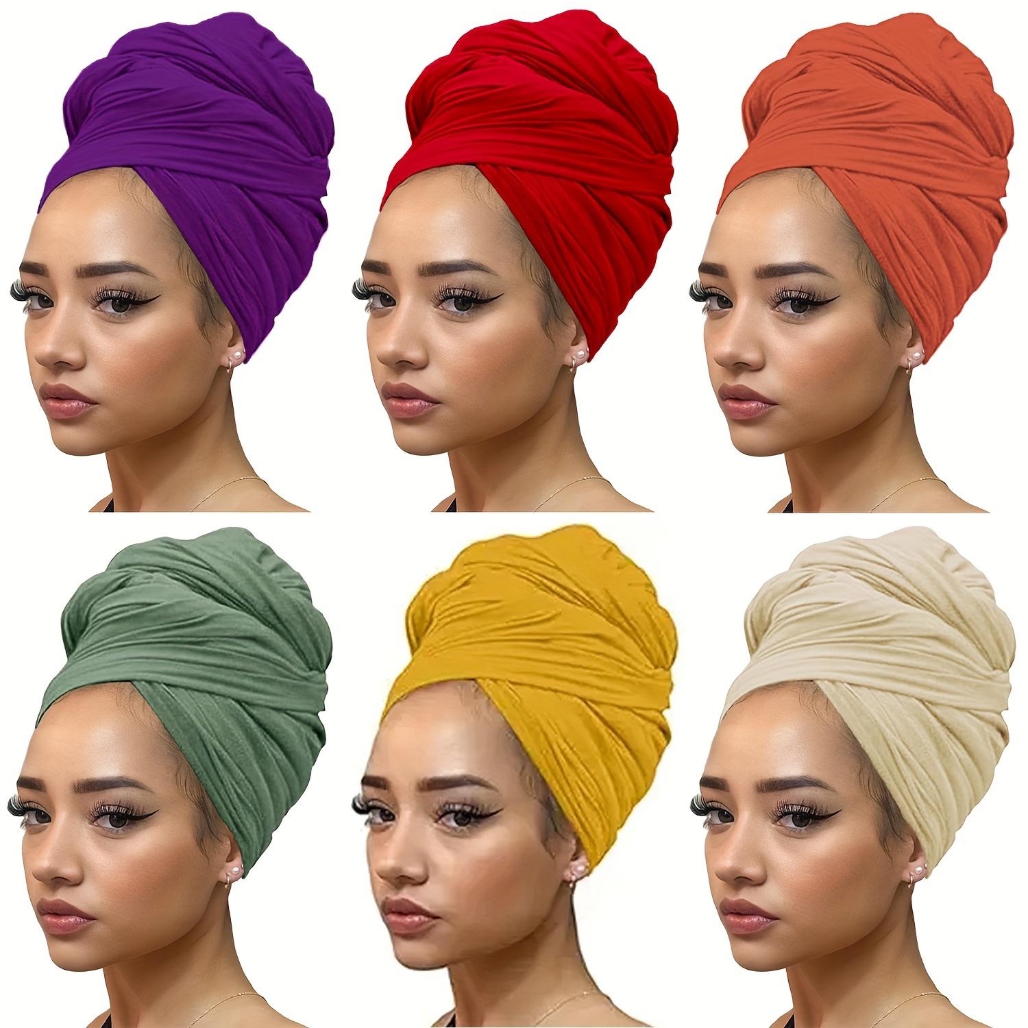 4 Pack Stretch Jersey Head Wrap Knit Turban Hairband Scarf Ultra Soft CLSHES Headwraps for Black Women - 4 Piece Stretch Jersey  main image 2