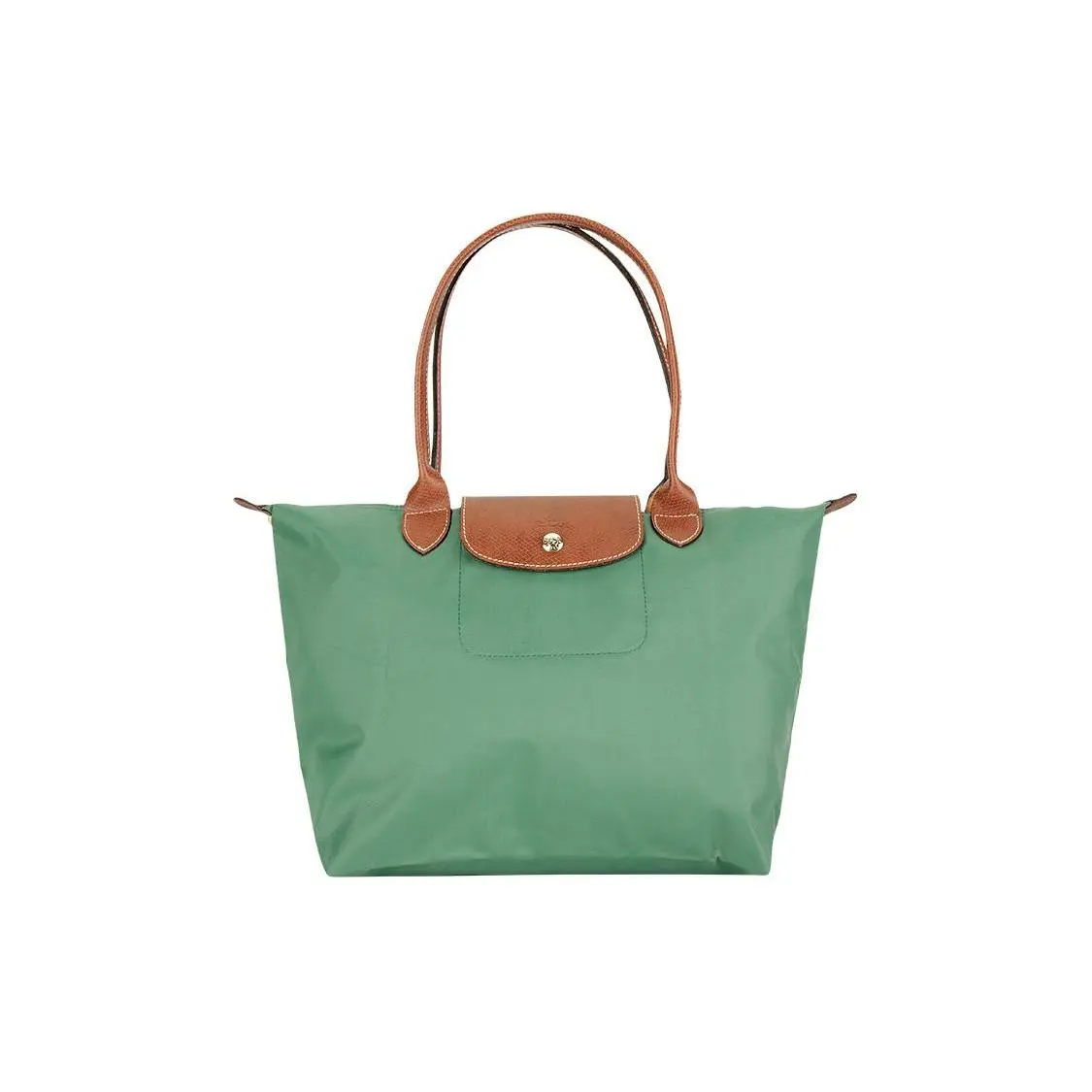Longchamp Le Pliage Foldable Tote Bag for Women, Logo-Embossed Nylon Canvas, Sage Green
