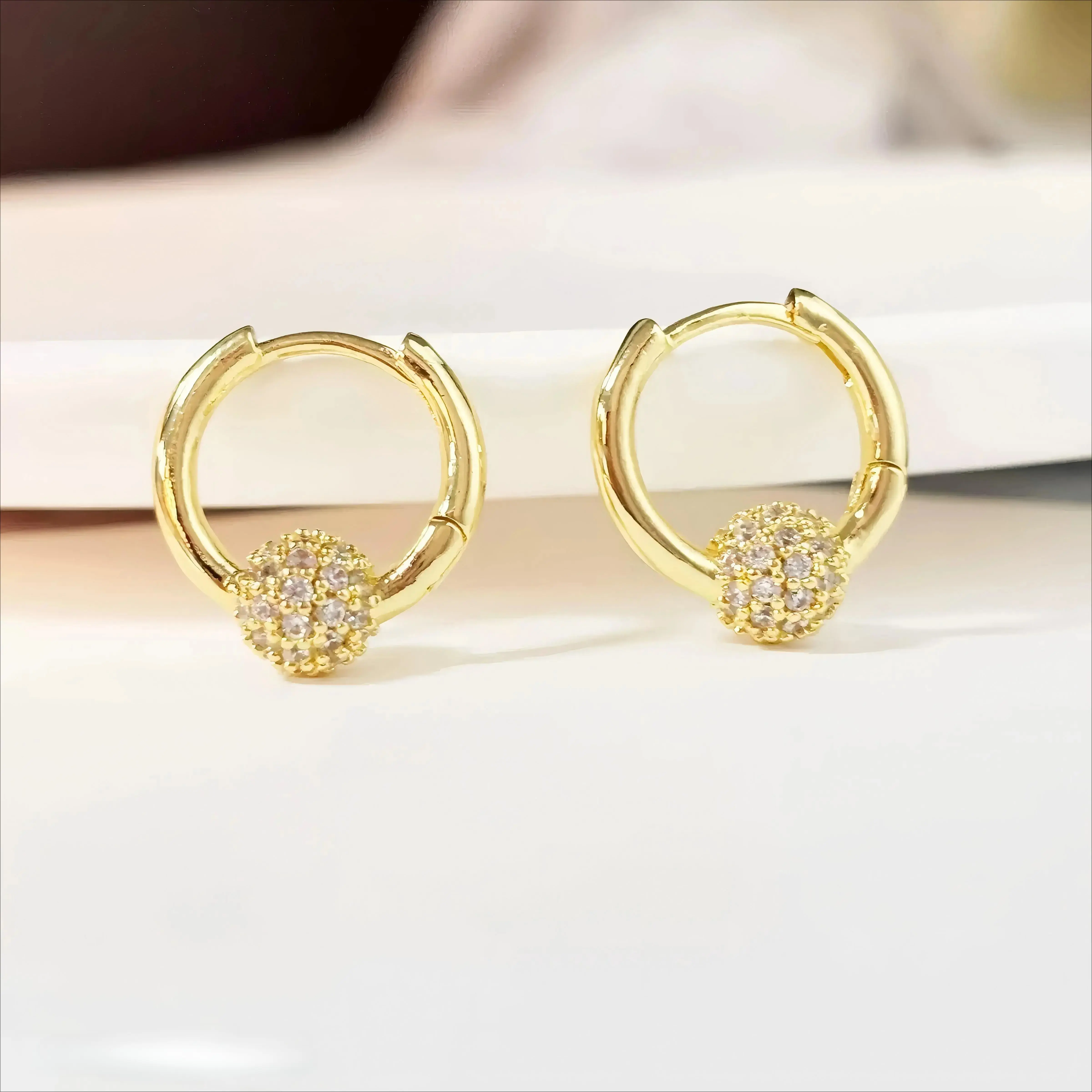 Women's Gold-Plated Crystal Rhinestone Hoop Earrings - French Elegant Style, Lightweight Hoop Shape Jewelry for Daily Wear, Gift - TikTok Shop Back to School
