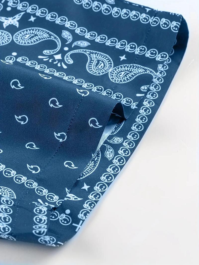 Men's Paisley Print Drawstring Waist Shorts, Shorts for Men, Comfy Clothes for Men, Casual Pocket Design Straight Leg Shorts for Summer, Men's Bottoms for Beach Vacation, Summer Beachwear 2024