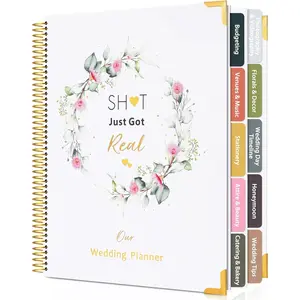 196 Pages Wedding Planner Book & Organizer for Bride To Be, with Stickers Checklists and Calendars, Unique Engagement Gifts for Newly Engaged Couples