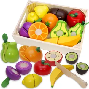 Wooden Play Food for Kids Kitchen Cutting Fruits Toys for Toddlers Pretend Vegetables Gift for Boys Girls Educational Toysfidget toys
