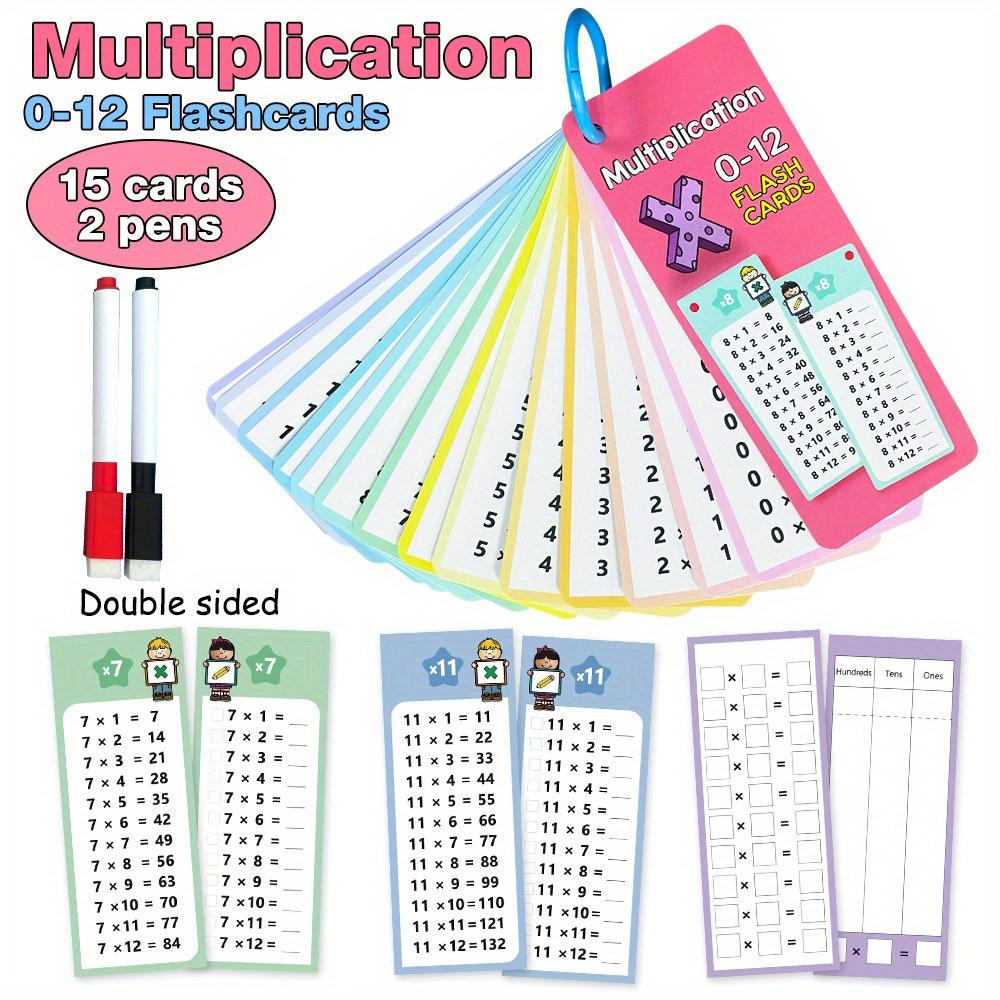 15 cards multiplication table, mathematical number card , educational learning, mathematics, children's flash card, elementary school, reusable at home school supplies