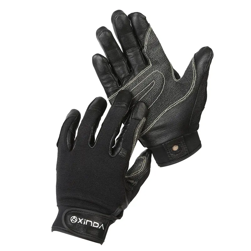 Full Finger Climbing Gloves with Goatskin Leather and Kevlar Palm, Featuring a Breathable Back for Protection in Rappelling and Rope Work, Back Fabric, Hook And Loop, Rock Climbers, Demanding Climbs, Reinforced Palm, Rescue Training, Velcro, Tower Climber