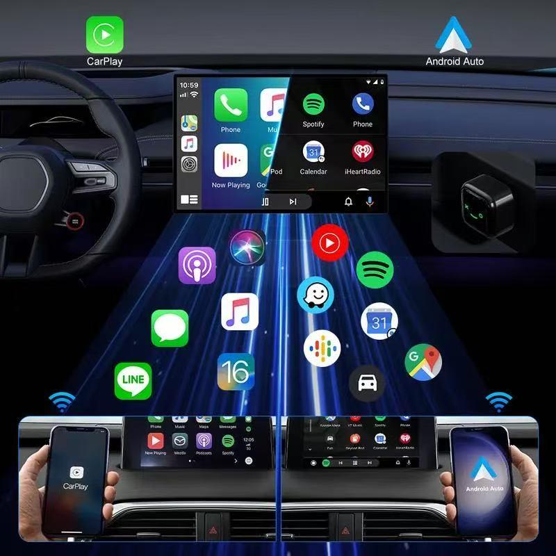 Wireless Carplay Adapter for iPhone Android, Quick Auto Connect Low Latency Hands-Free Calling M12 Wireless Encryption Key Fob Carplay Converter