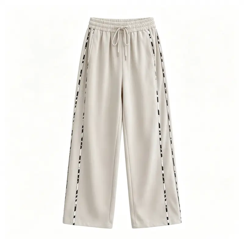 Women's 2026 New Animal Leopard Striped Panel High Waist Elastic Drawstring Baggy Wide Leg Pants - Smooth Oversized Side Splicing Streetwear Trousers for European American Daily Outfits, Tank Tops, Lightweight, Adjustable, Comfortable, Basic, Print, Retro