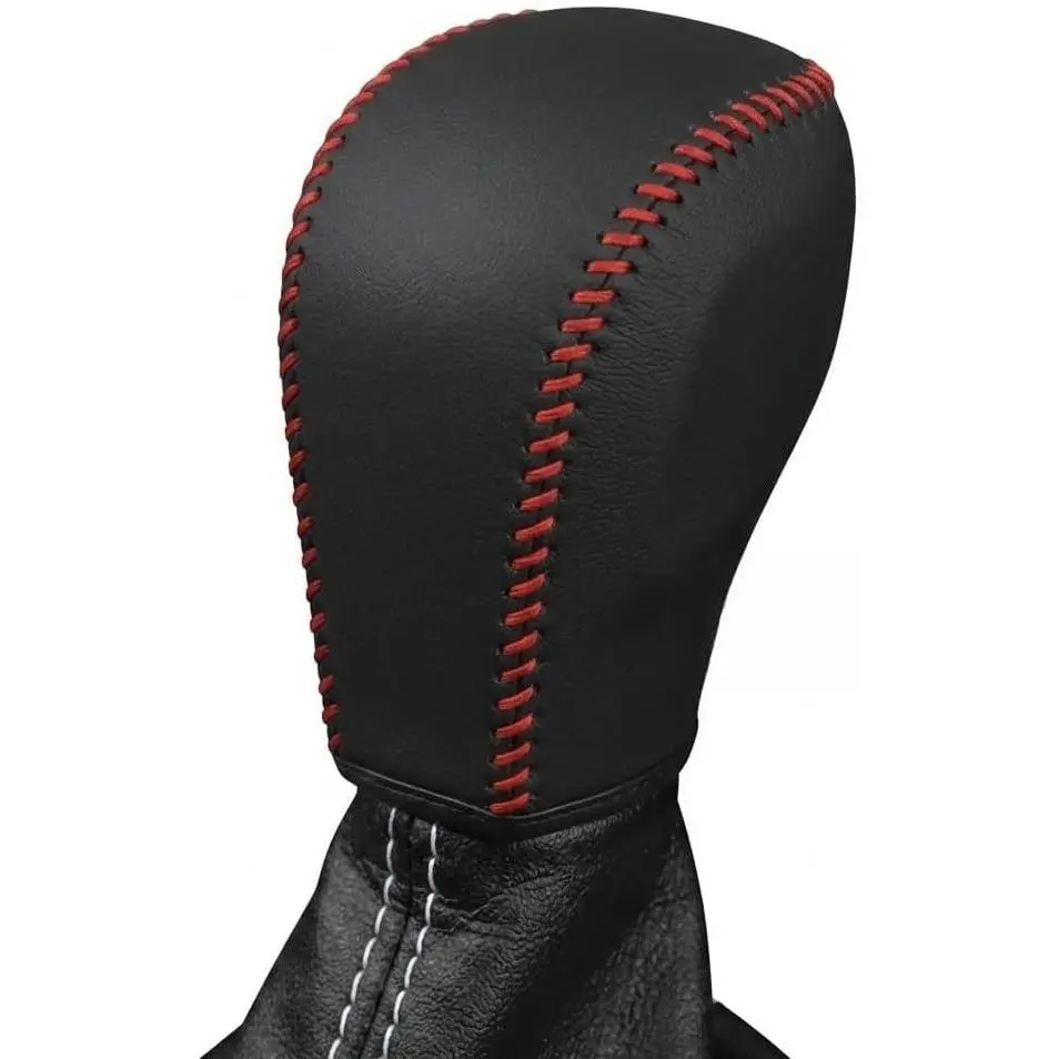 Custom Leather Shift Knob Cover for Subaru Crosstrek Forester Outback, Red Stitch Gear Shifter Protector DIY Kit automatic