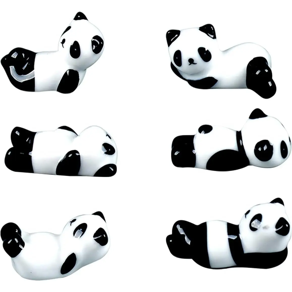 YEYILILINHONG 6 count Cute Ceramic Panda Chopsticks Rest Rack Stand Holder for Chopsticks, Ceramic Ware Chopsticks Stand Rest Rack, for Boys Girls