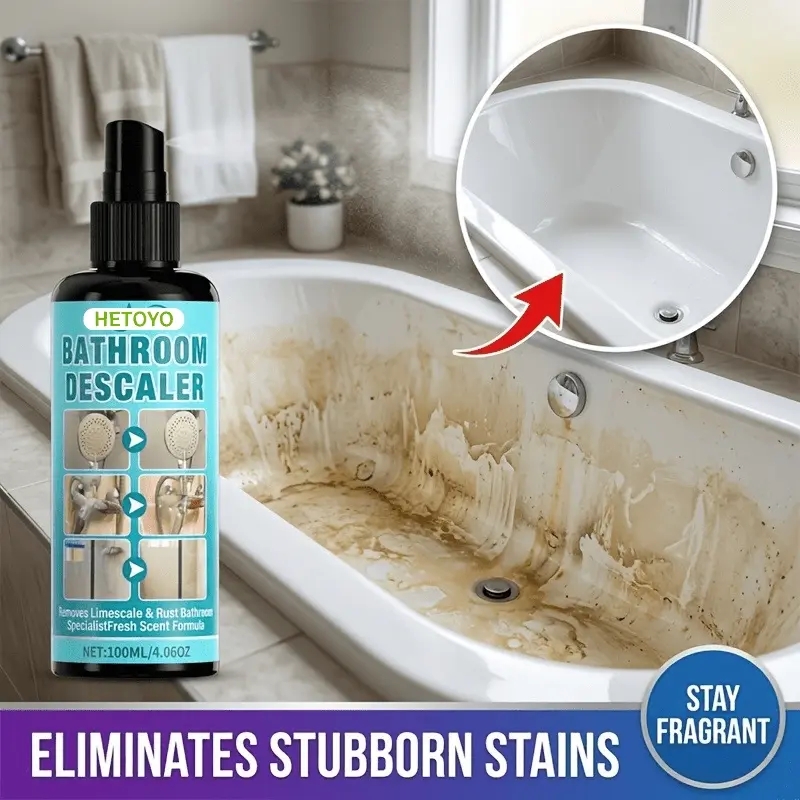 Bathtub cleaner spray effectively removes hard water stains from bathroom ceramics, tiles, and other stubborn stains. An easy-to-use cleaner for stubborn stains.