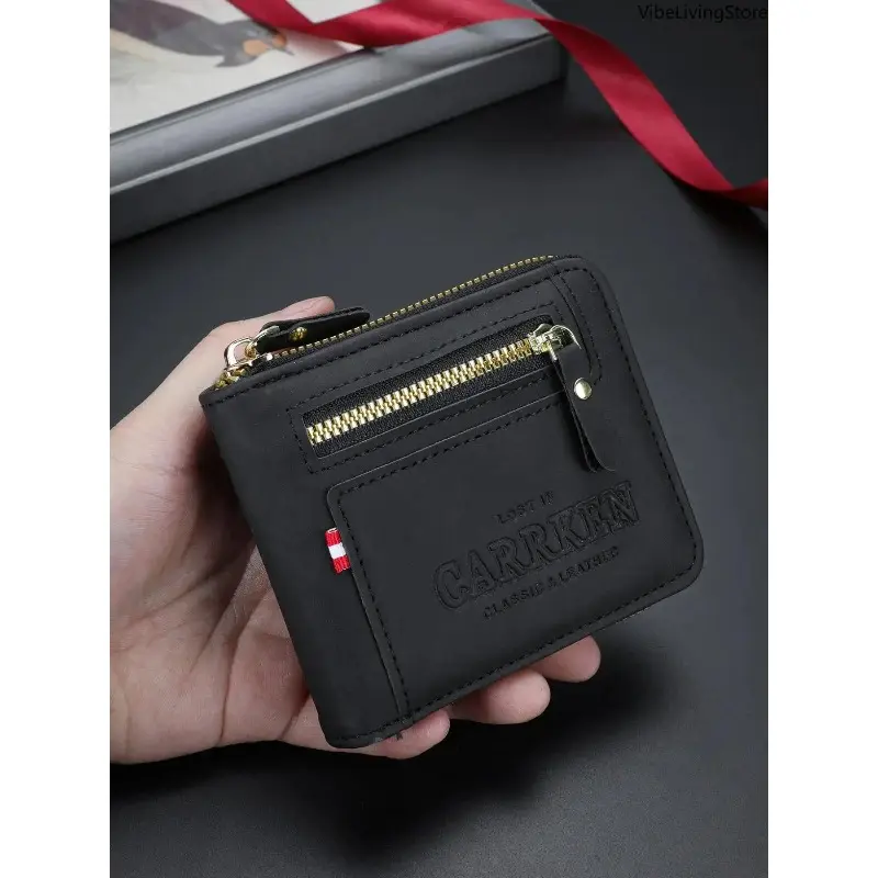 Men's Business Casual Wallet Purse, Funky Faux Leather Bifold with Multiple Slots for Secure Card Storage, Glamorous, Cute, Romantic, Ethnic, Vintage Style Wallet, Stylish Wallet