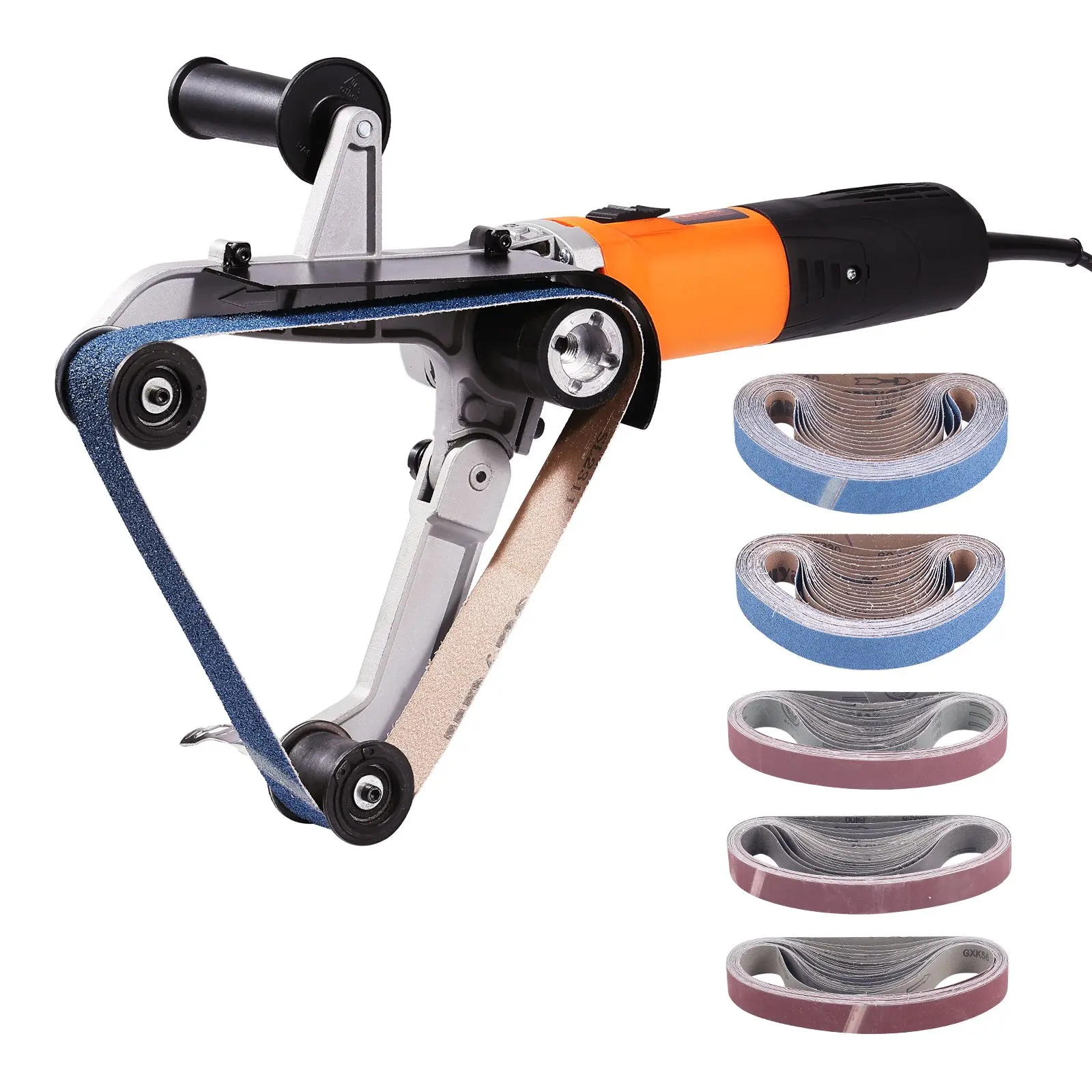 【DealsForYouDays】VEVOR Pipe Tube Polisher Sander, 1000W Pipe Belt Sander with 6 Variable Speeds 1100-3200rpm, Professional Belt Sander Grinding Machine with 100PCS Sanding Belts for Burnishing Finishing Rust Removal