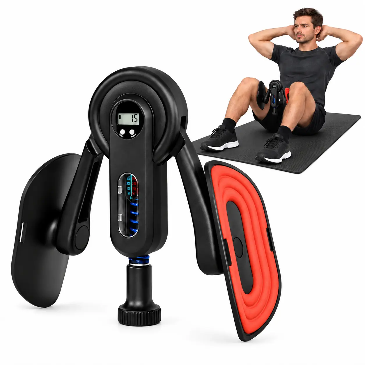 Pelvic Floor Trainer for Men, Adjustable Kegel Exerciser with Resistance Spring, Curved Contact Pads and Compact Design for Seated Workouts at Home or Office