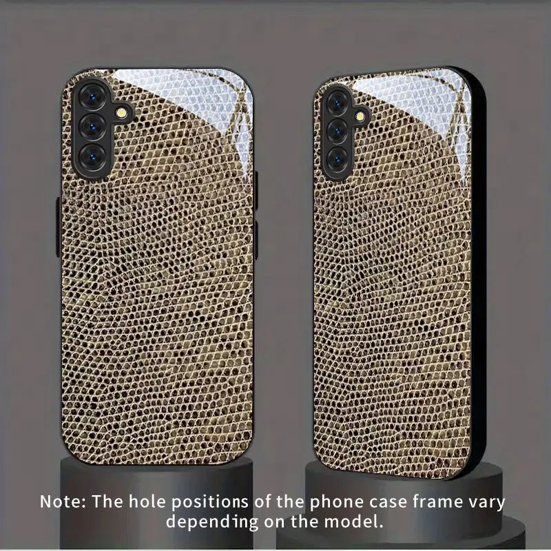 Tempered Glass Samsung Phone Case - Snake Texture, Black Casing with Protection, Cover for S26 S25 S24 S23 S22Pro S21 S20 Fe Plus Ultra Pro A56 A55 A54 A53 A52 A51 A36 A35 A34 A32 A26 A25 A24 A23 A16 A15 A14 A06 A05 A03s Mobile Accessories