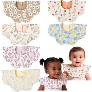 6-Pack Organic Cotton Baby Bibs, Absorbent & Reversible, 360 °   Rotating Drool Bibs Boys & Girls 0-24M