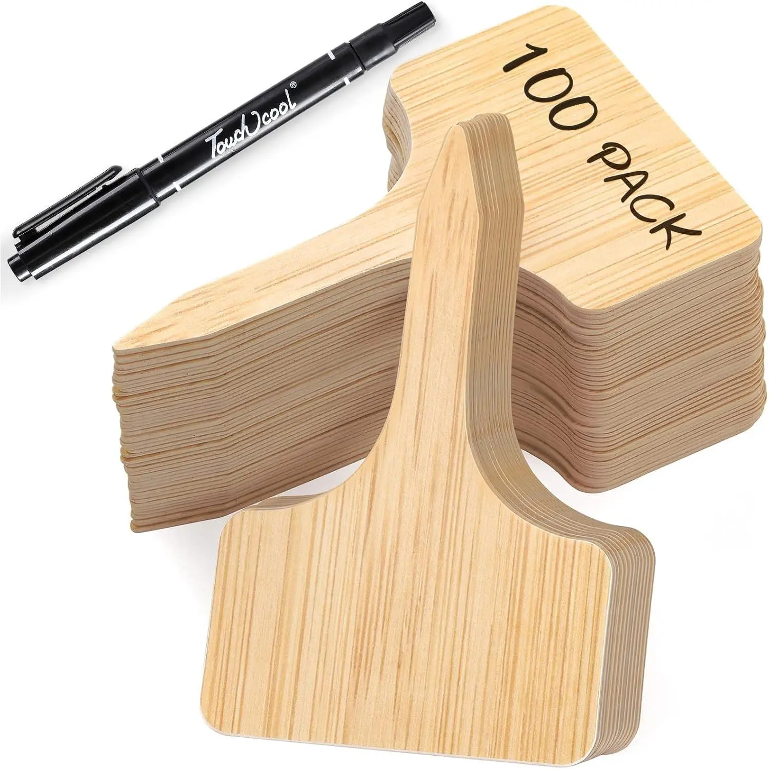 100 count  Labels, T-Type Plastic Tags with Marker Pen,  Garden Signs for Outdoor  (3.9” x 2.4”)