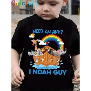 1PC TX4111 Boy NEED AN ARK I NOAH GUY Rainbow Animal Print Summer Creative Versatile T-Shirt