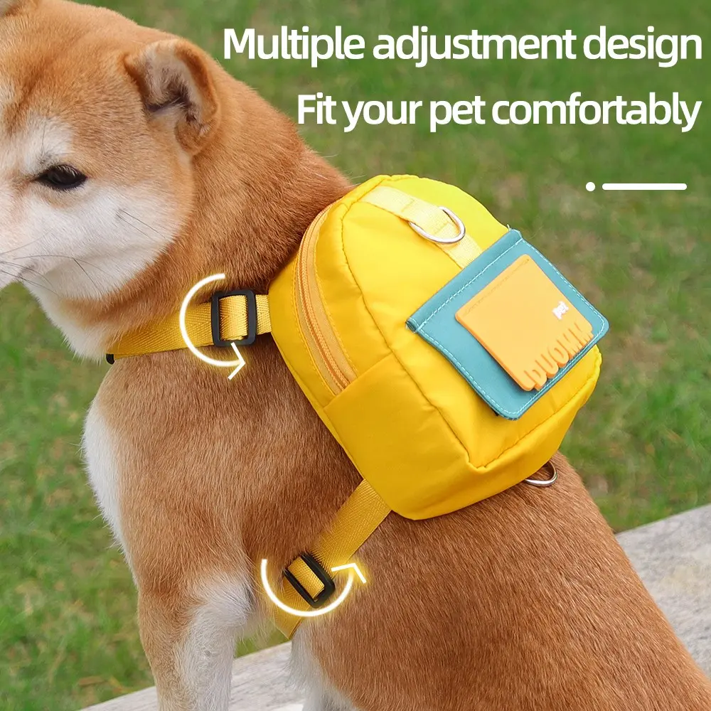 Dog Harness Backpack Set with Leash, Cartoon Design, Outdoor Pet Travel Bag, Multi-Purpose Small Item Storage, Pet Accessories