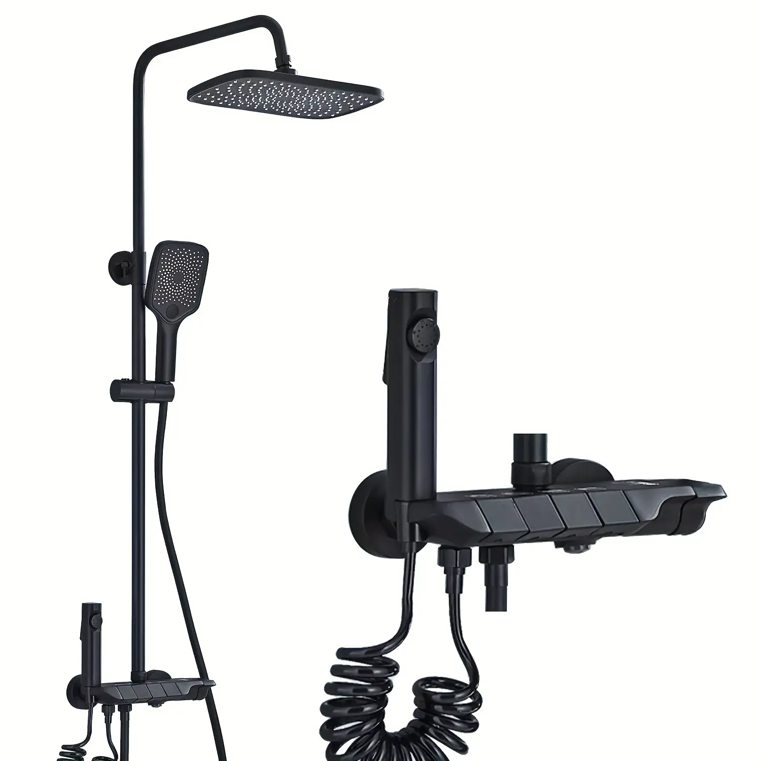 Shower System Piano Key Shower  Set Shower Combo Set Bathtub Spout Handheld Shower Kit Bidet Sprayer Wall Mounted Exposed Shower  Shower System Matte Black