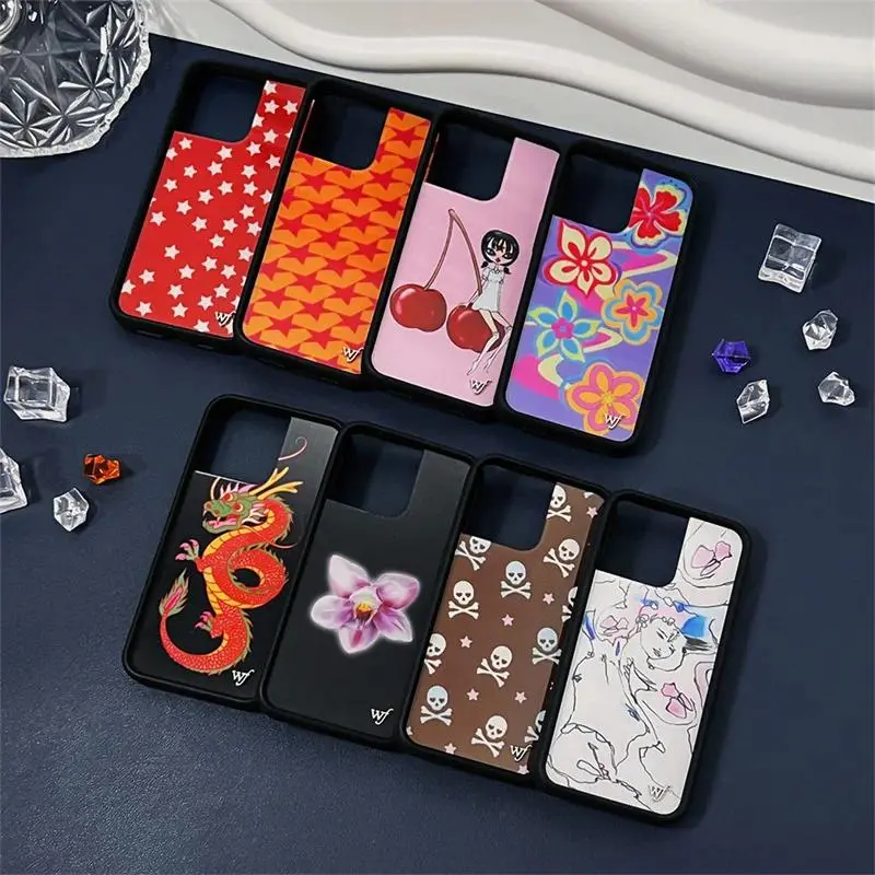 Wildflower Cute Dragon Skull Phone Case for iPhone 17 16 15 14 13 12 Pro Max Plus WF Fashion Flower Star Cherry Girl Cover Funda