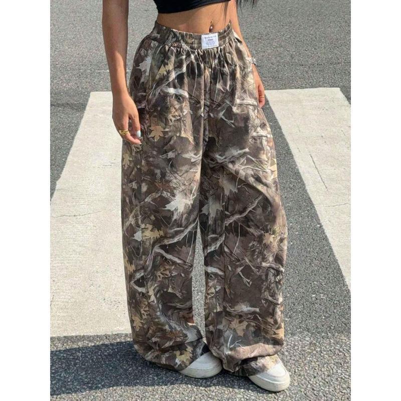 NewWomen Withered Branches Maple Leaf High Waisted Wide Leg Camo Baggy Sweatpants Drawstring Camouflage Loose Cargo Joggers with Pockets Plus Size Ruched Front Zipper Pants 90s jeans chiase new golf gear public stretch short blue lightweight Women's Capri