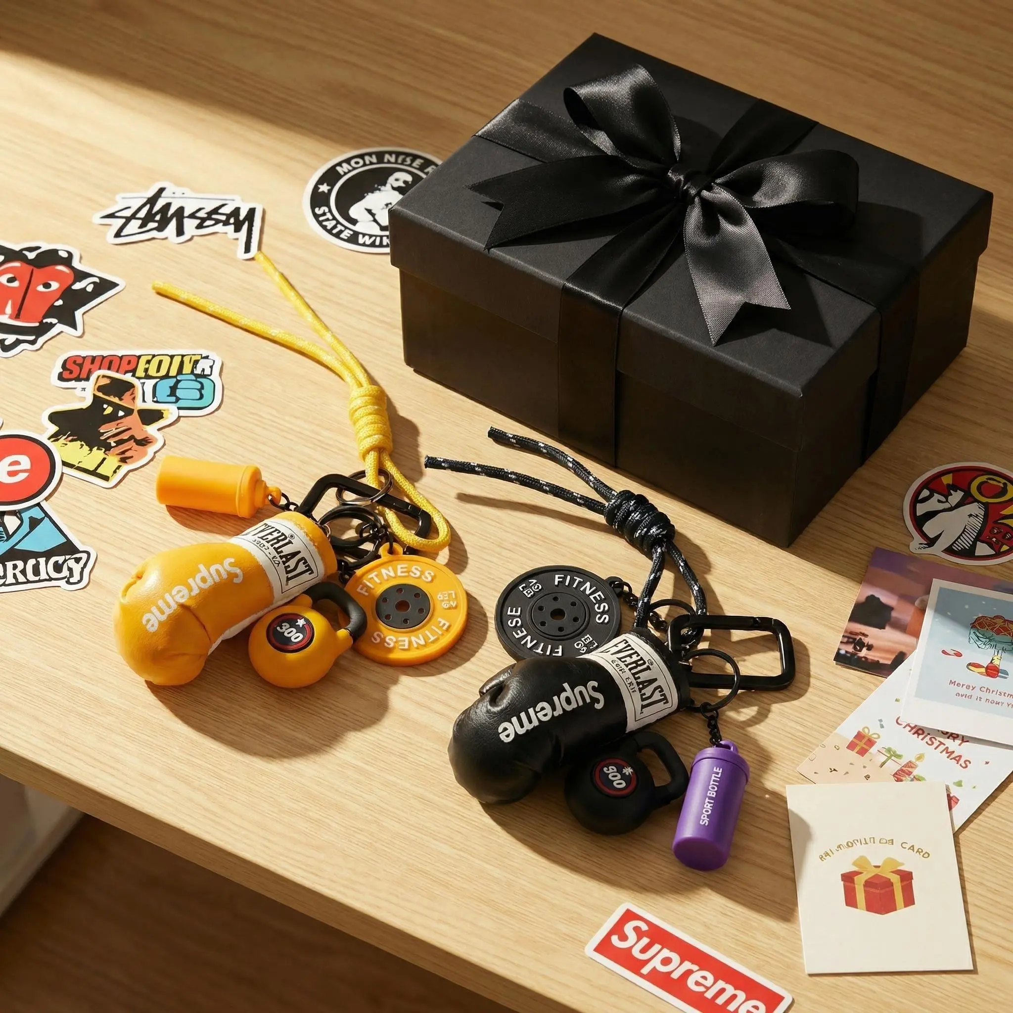 New Fitness Series Miu Style Bag Charm Boxing Glove Decor Sports Keychain Accessories