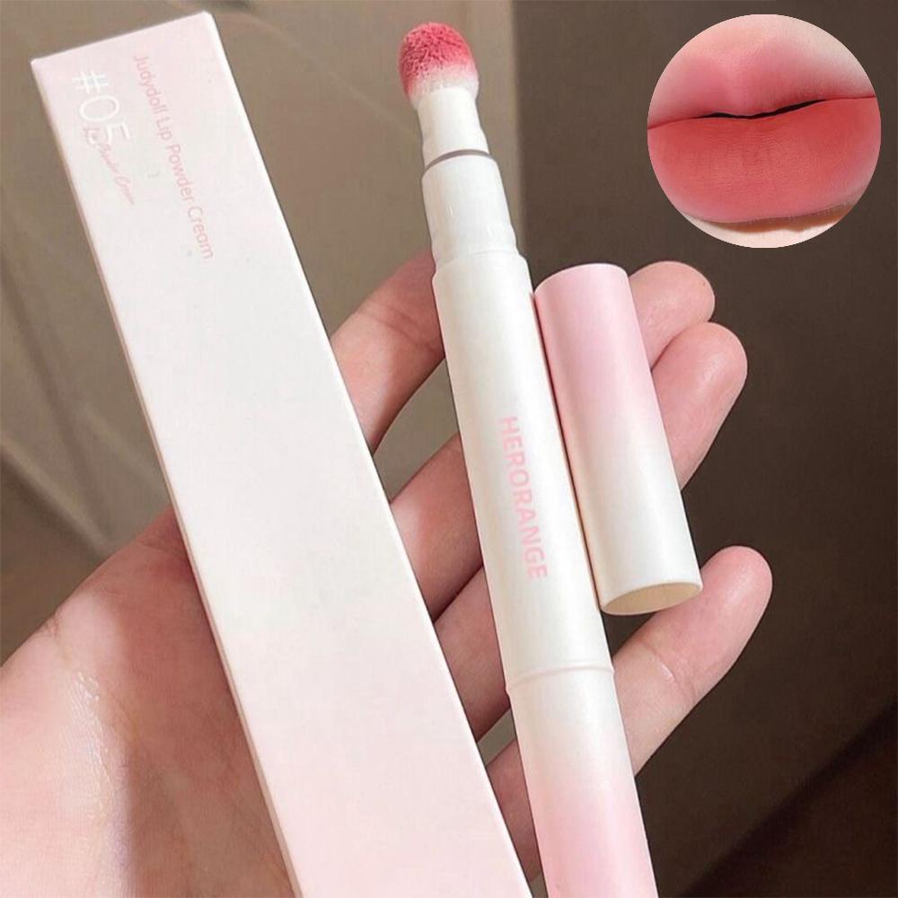 Compact Fur Ball Sponge Head Matte Lipstick for Music Festival Makeup, 1 Count Velvet Matt Finish Lip Gloss for Girls, Lip Moisturizer, Trending Makeup, Summer Makeup, Korean Makeup, 2000s Makeup, Moisturizing