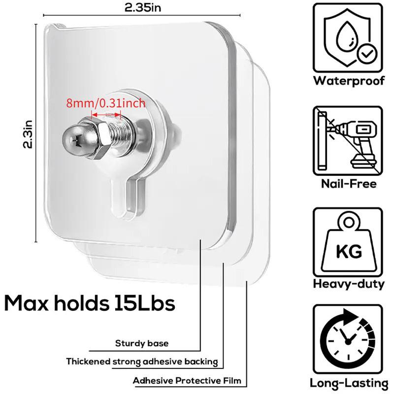 30-Piece No-Drill Screw Stickers, Strong Adhesive No-Nail Hooks, No Drilling Required Adhesive Wall Mount Screw Hooks, Picture Hangers – Only for Smooth Surfaces (Not for Wallpaper / Textured Walls)