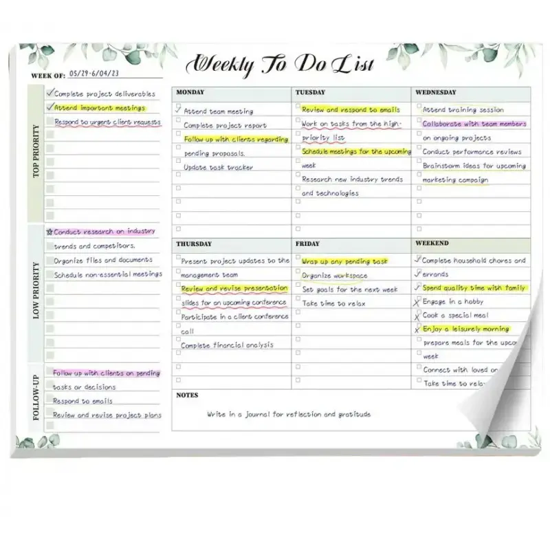 Weekly To Do List Notepad with 52 Tear Off Sheets(8.5"*11")- Undated Weekly Desk Planner for Women & Man,Work and Home-Serene Green