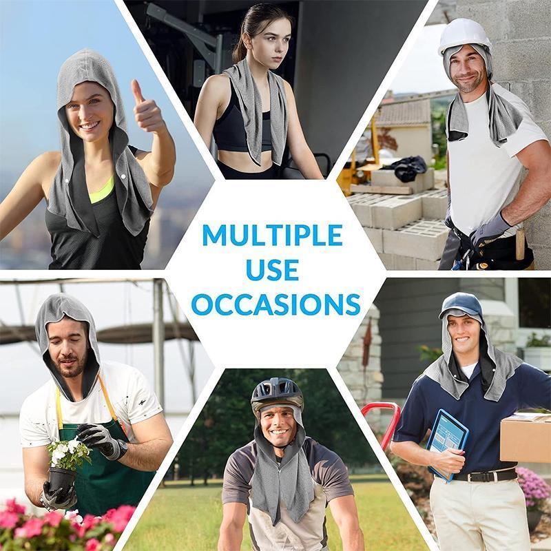 Cooling Hoodie Towel, 5 Counts Quick Drying Cooling Towel, Suitable for Sport Camping Workout Cycling Golf Running Hiking & Fishing