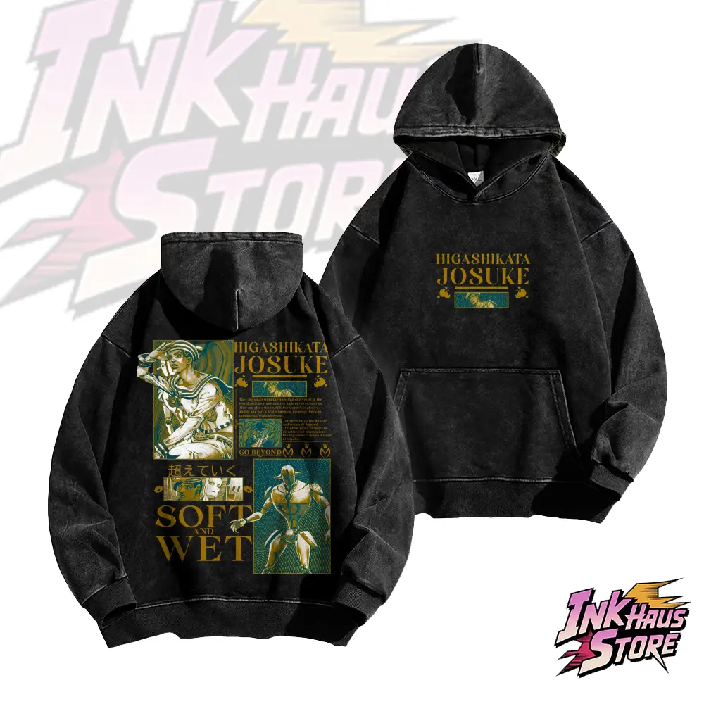 Inkhausstore-Inkvaultarchive Higashikata Josuke Graphic Hoodie, JJBA Part 8 JoJolion Double‑Sided Sweatshirt