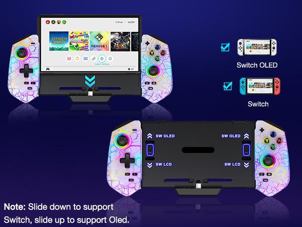 Switch Controller for Nintendo Switch/OLED,Pro Controller for Handheld Grip with Hall Effect Joystick,One-Piece Switch Joy Con with Turbo/Programmable/6-Axis/Vibration/RGB/4 Games Card Slot