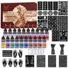 Premium Natural Henna Temporary Tattoo Kit with 18 Color Tattoo Ink & Rich Henna Stencils, Complete DIY Mehndi Body Art Tattoo Set, Waterproof Temporary Tattoo Supplies Gift for Festival Wedding Beach Party, Tattoo Lovers Kit