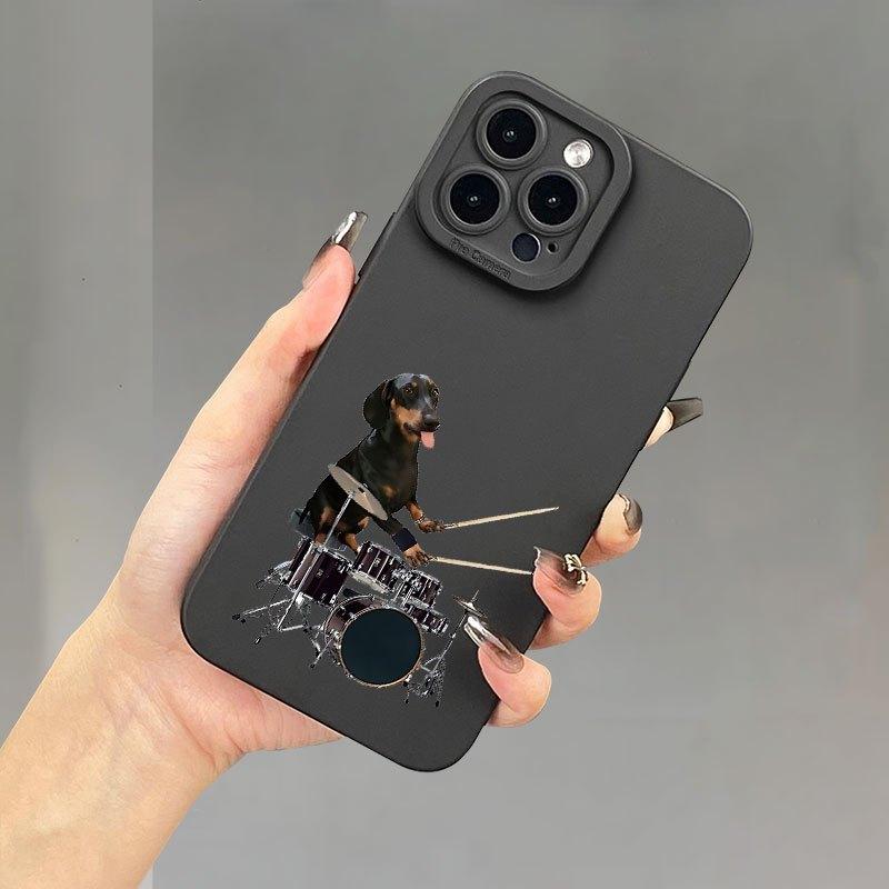 New Creative Drum Dog Pattern Phone Case, TPU Shockproof Full Protection Case, Suitable for iPhone 17/16/15/14/13/12/11 PRO MAX PLUS AIR E XS and PROMAX MINI, Ideal Gift for Friends and Family, MS1235