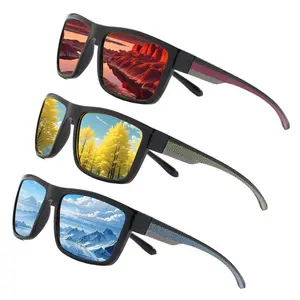 Classic Square Sport Sunglasses with Graphic Printed Lens • Panoramic Landscape Wayfarer Shades Unisex Festival Rave Gorpcore Eyewear