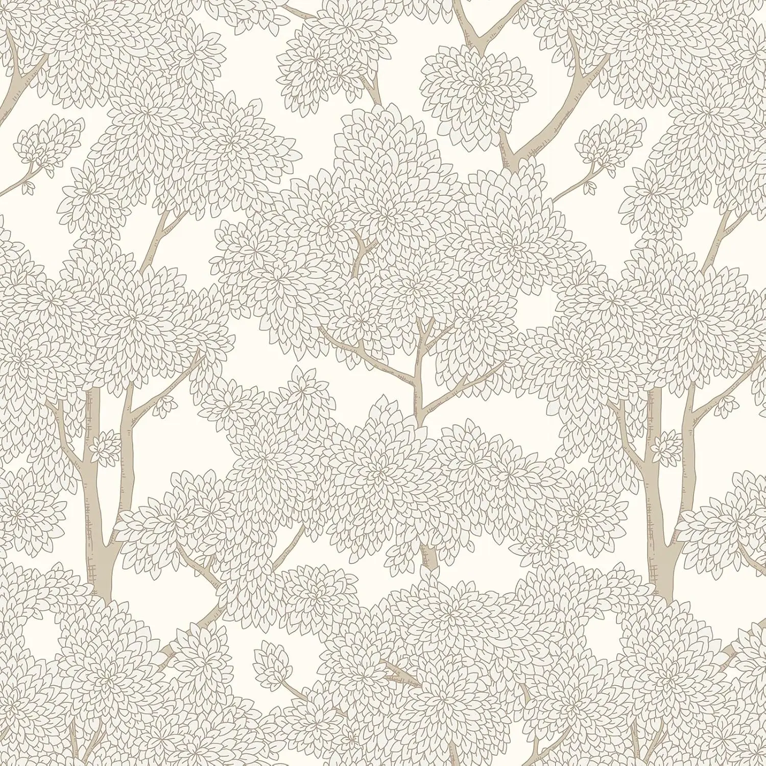 Peel and Stick Jungle Forest Mural Wallpaper Modern Waterproof Self Adhesive Contact Paper 17.3" x 120" Cream